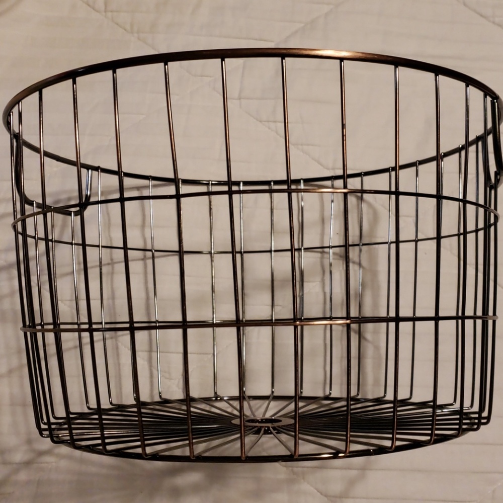Copper  /wired basket. 12" wide x 7" deep. EUC